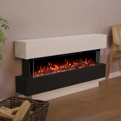 Produktbild von Glow Fire Elektrokamin 'Clear Standkamin 42' | Multicolor LED Wandkamin mit Heizung in weiss (1800W) | HxBxT: 69x129x21 cm