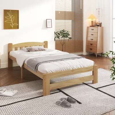 Produktbild von Sweiko Massivholzbett, Futonbett mit Kopfteil und Lattenrost, 90*200cm