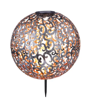 Immagine prodotto di Globo Lighting Luce solare in metallo color argento, antico, batteria inclusa 502030 300mAh 3.7V, IP44, globo con rete decorativa, ø: 285mm, H: 400mm, incl. LED 0.12W 3V, 3000K