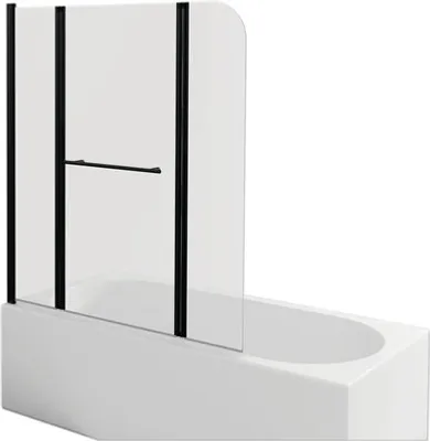 Obrázek produktu pro Vanová zástěna 3dílná Aurlane Black Spirit 3 125x140 cm čiré sklo barva profilu černá BWF385
