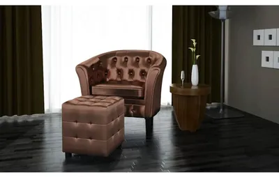 Image de vidaXL Fauteuil club avec repose-pieds Marron Similicuir