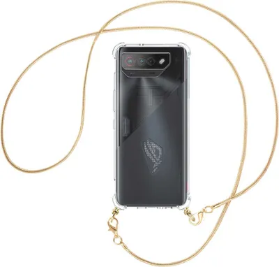 Produktbild von Handykette Backcover-Schutzhülle mit Band (Metall goldfarben) für Asus ROG Phone 7 (6.78'') - goldfarbene Snake-Kette