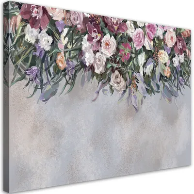 Produktbild von Leinwandbild gemähte blumen 100x70 cm Feeby silber wandbild bereit zum aufhängen
