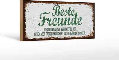 Produktbild von Holzschild Beste Freunde wissen grün braun, 27 x 10 cm, Holzschilder Spruch Glück Weisheit