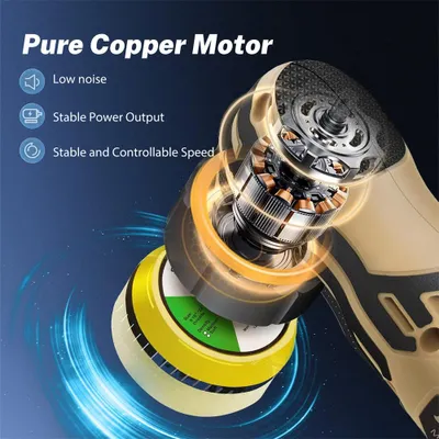 Image de Machine de polissage sans fil - 80W, 12V - 6 vitesses - Mini polissoir pour voiture