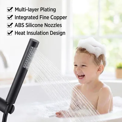 Produktbild von Handbrause, Edelstahl 304, schwarz, Antikalk, Wassersparer, für Badezimmer