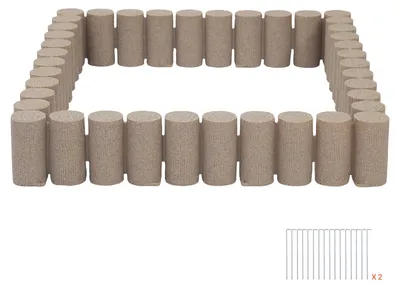 Image de SucceBuy Bordure de parterre aspect bois, ensemble de 418 cm, bordure de parterre sans tranchée, bordure pour pelouse, parterres de fleurs et jardins, lot de 4 (10 éléments de 1045 x 190 x 95 mm chacun), 32 piquets, beige