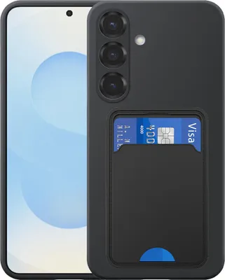 Image de Coque pour téléphone Samsung Galaxy S25 Plus avec porte-cartes en TPU - Coque arrière flexible en silicone TPU avec porte-cartes - Noir - Smartphonics