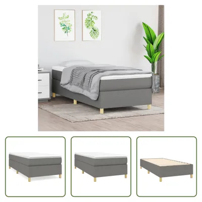 Image de The Living Store Cadre de lit gris foncé 90x190 cm Tissu