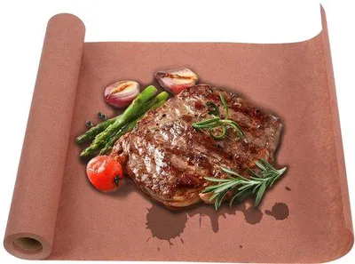 Image de Papier sulfurisé rouge BBQ de qualité alimentaire pour barbecue, rôtissoire, poisson, friture, four ; idéal pour une cuisson parfaite de viandes juteuses (30 cm x 10 m)