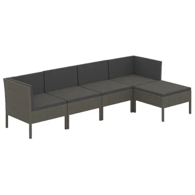 Obrázok produktu pre vidaXL 5-dielna záhradná obývacia súprava s vankúšmi Poly Rattan Grey