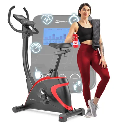 Produktbild von Hop-Sport Heimtrainer Fahrrad Host Rot - Ergometer mit App-Steuerung, 12 Trainingsprogrammen & 16 computergesteuerten Widerstandsstufen, Pulsmessung
