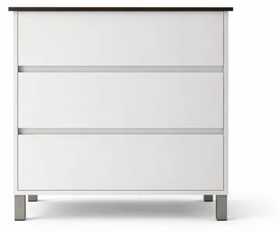 Image de Meuble de salle de bains 80 cm Blanc 3 Tiroirs et Vasque Céramique Noire - XENOS