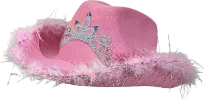 Produktbild von Cowgirl-Hut mit Strass-Kronen-Dekor, pelziger, gerippter Rand, winddicht, Kinnseil, große Krempe, Sonnenschutz, Retro-Western-Stil, Bühnenshow, Performance, Party-Kappe, Rosa, M
