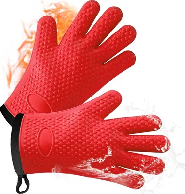 Obrázok produktu pre Silikónové chňapky 2 kusy, žiaruvzdorné do 240°C, bavlnená podšívka, protišmykové, pre varenie