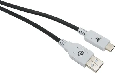 A black USB cable with white connectors on a white background.
