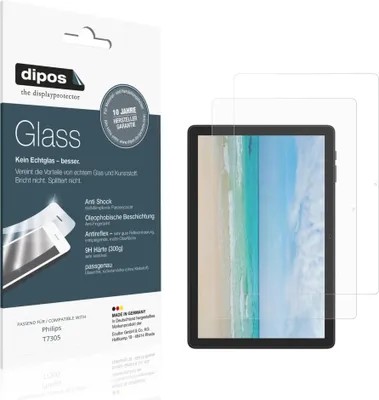 Produktbild von 2x Schutzfolie für Philips T7305 matt - Anti-Shock 9H Folie dipos Glass Kunststoffglas
