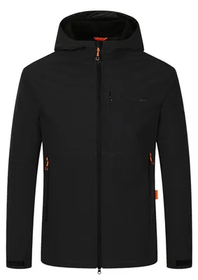 Produktbild von Blue Wave Herren Softshelljacke Mads mit Fleecefutter - Jacke mit angeschnittener Kapuze in Schwarz Größe L