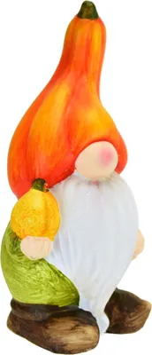 Produktbild von Herbst Dekofigur Wichtel aus Keramik mit Kürbis, 16 cm hoch, 7,5 cm breit