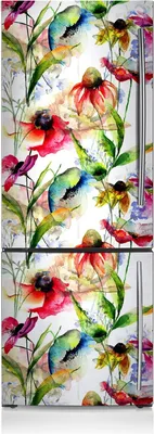 Produktbild von Magnete Küche Kühlschrank Kühlschrankmagnete 60x180 cm - Farbenfrohe Blumen
