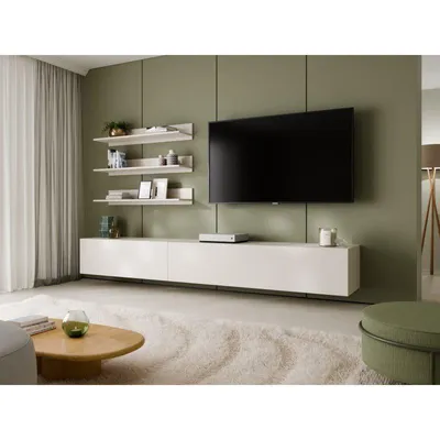 Produktbild von H.R.HOME | TV Lowboard Set SANTI 6 Kaschmir Matt Hängend Mit 3 Wandregalen Modern