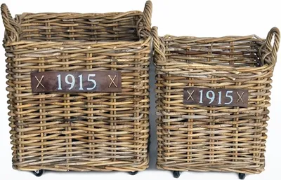 Produktbild von VAN DER LEEDEN Rattan Kaminholzkorb mit Rollen 50 x 50 cm