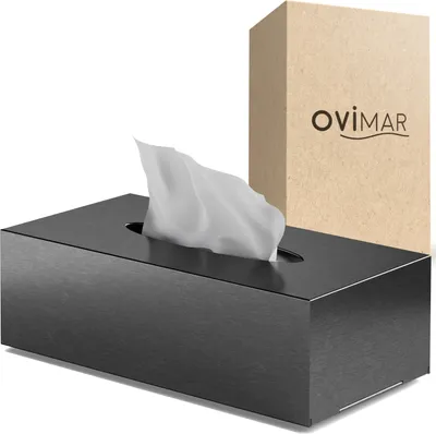 Produktbild von ovimar Kosmetiktücher Box Styggehoe | aus edlem Edelstahl | gunmetal | Taschentuchspender, Papierhandtuchspender oder Kosmetiktuchspender für Bad, Küche oder Esstisch | optionale Wandbefestigung