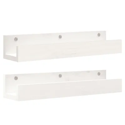 Produktbild von vidaXL Wandregale 2 Stk. Weiß 50x12x9 cm Massivholz Kiefer