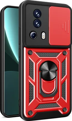 Produktbild von Hülle für Xiaomi 13 Lite / Civi 2 mit Ring Ständer Halter Dia Kameraschutz TPU PC Hybrid Handyhülle Rot