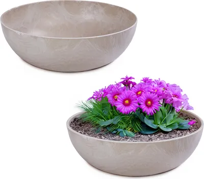 Image de Jardinières pour l'extérieur Jardinières décoratives rondes sable beige 2x 25 cm