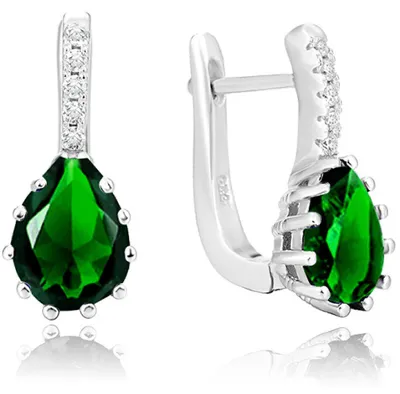 Produktbild von Silver earrings with green crystal AGU1198