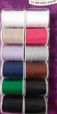 12er-Pack buntes Nähgarn, Nylon, 32 m pro Rolle