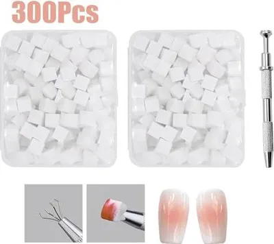 Produktbild von 300 Stück Nageldesign Zubehör, Nail Art Schwamm mit Metallgreifer Schwamm Pinsel für Pinselset Nägel Gradient Nageldesign