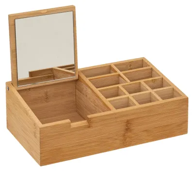 Obrázek produktu pro Organizér na kosmetiku se zrcadlem. bambusový, 24 x 14 cm