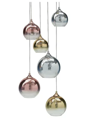 Zdjęcie produktu dla BELIANI Lampa wisząca półprzezroczyste szklane klosze miedziana mosiężna metalowa okrągłe 6-punktowe oświetlenie do mieszkania salon