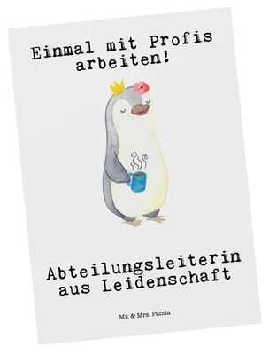 Produktbild von Mr. & Mrs. Panda Postkarte Abteilungsleiterin Leidenschaft - Weiß - Geschenk, Spruch, Beruf, Lustig, Grußkarte, Führungskraft, Profi, einzelkarte, Postkarten