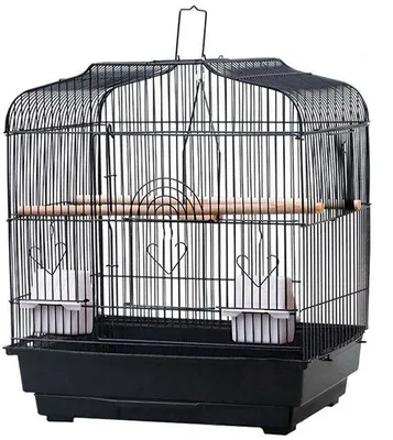 Produktbild von Unyqoos® Vogelreisekäfig – stabiler Metall-Transportkäfig mit Tragegriff, 2 Futternäpfen & Holzsitzstangen für Wellensittiche, Kanarien, kleine Papageien