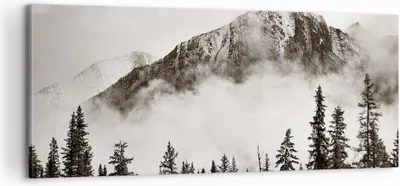 Produktbild von Bild auf Leinwand - Leinwandbild - Einteilig - Nebel Berg Wald - 100x40cm - Wand Bild - Wanddeko - Wandbilder - Leinwanddruck - Bilder - Wanddekoration - Leinwand bilder - Wandbild - AB100x40-4936