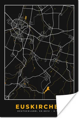 Produktbild von MuchoWow® Poster Schwarz und Gold - Stadtplan - Euskirchen - Deutschland - Karte 120x180 cm - Kunstposter