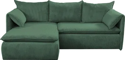 Produktbild von Ecksofa mit Schlaffunktion - Ecke links - Feincord - Tannengrün - TEODORA