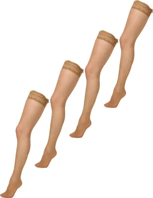 Produktbild von NUR DIE Damen Feinstrumpfhose 4-Pack Goodbye Laufmaschen Halterlos 20 DEN - puder - Größe 40-44