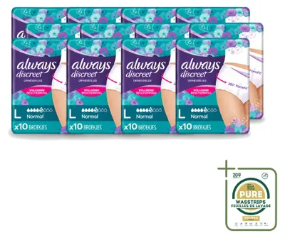 Image de 12 culottes absorbantes Always Discreet, taille L, pack économique - 12 pièces