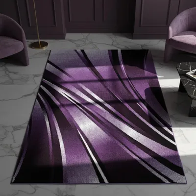 Produktbild von Designteppich Abstrakt Pflegeleicht Waschbar Strapazierfähig | Violett 80x150 cm Wohnzimmer Schlafzimmer Gekettelt | DRAU – Kadima Design