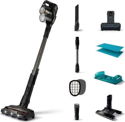 Produktbild von Philips SpeedPro Max Aqua Plus 3-in-1 Kabelloser Staubsauger, 360°-Saugdüse, 80 Min. Akku, Schwarz (XC8349/01)