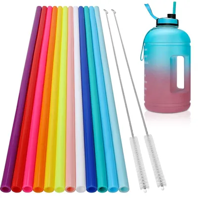 Productafbeelding van Set van 12 Herbruikbare Siliconen Rietjes van 36.8 cm