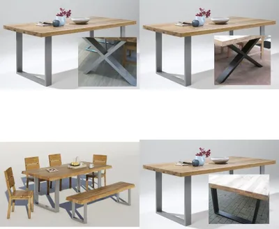Produktbild von Esstisch 240x100x76cm Kernbuche keilgezinkt, gerade Kante, U-Gestell Chromfarben