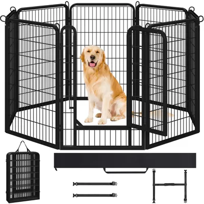 Image de Enclos pour chiots Yaheetech, 8 pièces, 100 cm de haut, avec une seule porte