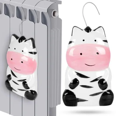 Image de Humidificateur d'air en céramique pour radiateur, motif zèbre, pour enfants - 220 ml - Blanc