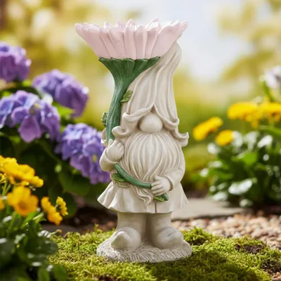 Produktbild von Pedder Blütenzauber Gartenwichtel 39 cm Grau Rosa