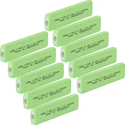 Produktbild von vhbw 10x Akkuzelle Ersatz für Panasonic RP-BP62 für CD Player (1100 mAh, 1,2 V, NiMH), Akku 7/5F6, Button Top